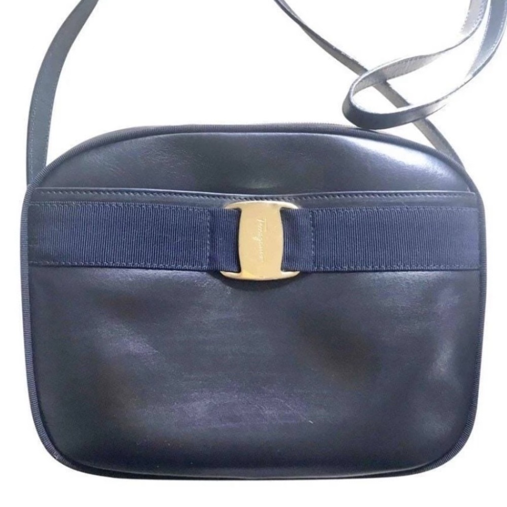 Salvatore Ferragamo Vitnage Navy Shoulder Bag